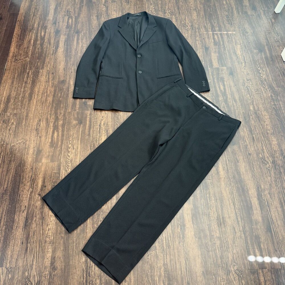 Emporio Armani ANTINEA SRL Suit Men's 44US 54EU Black 36W-37 Virgin Wool Italy